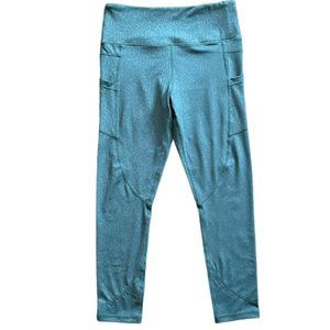 Zyia Light n Tight Teal Floral High Rise 7/8 Pocket Legging Medium 8-10